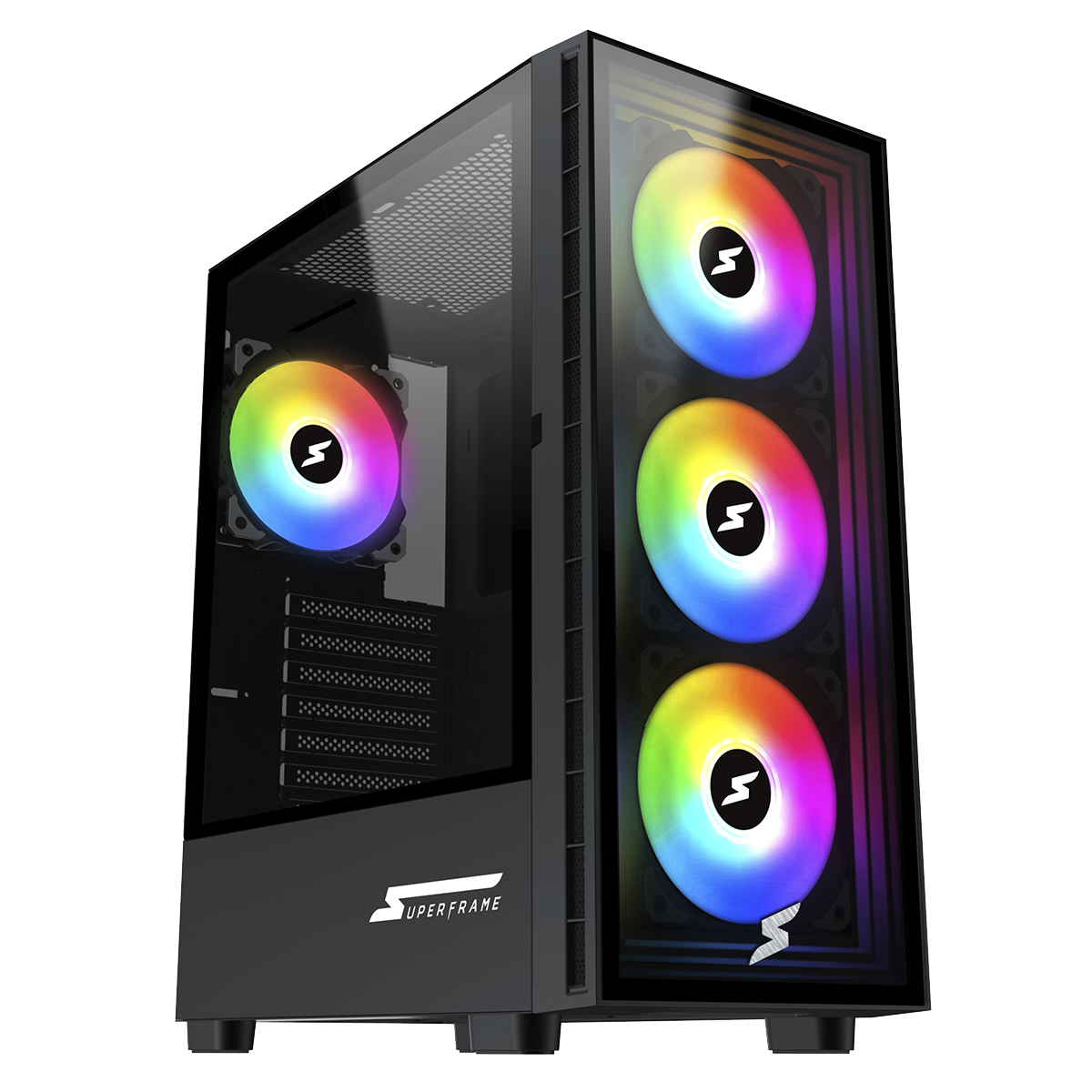 Gabinete Gamer SuperFrame Strider, Mid Tower, ARGB, Vidro Temperado, ATX, Sem Fonte, Com 4 Fans