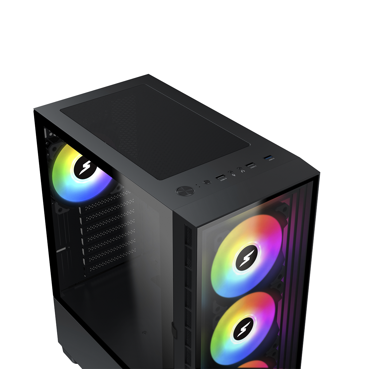 Gabinete Gamer SuperFrame Strider, Mid Tower, ARGB, Vidro Temperado, ATX, Sem Fonte, Com 6 Fans