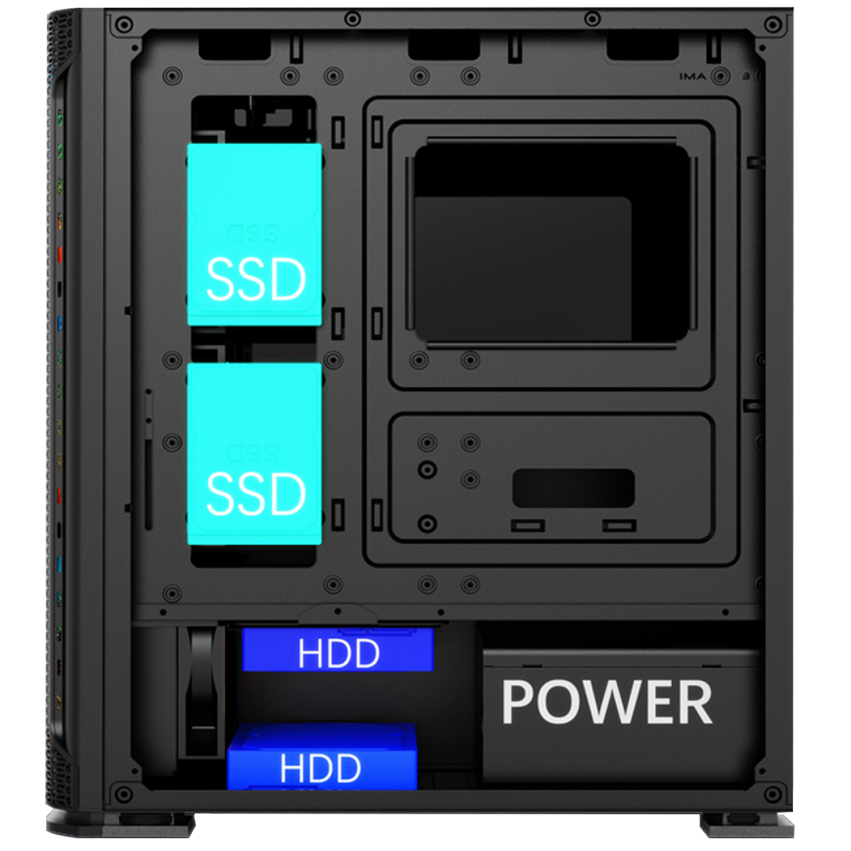 Gabinete Gamer SuperFrame Vamp, Mid Tower, Vidro Temperado, ATX, Black, Sem Fonte, Com 4 Fans, ARGB