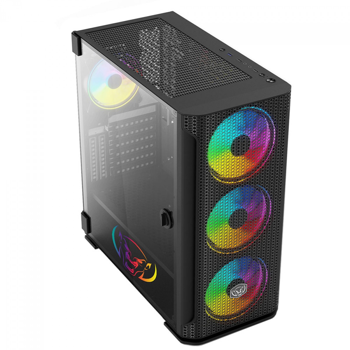 Gabinete Gamer SuperFrame Vamp, Mid Tower, Vidro Temperado, ATX, Black, Sem Fonte, Com 4 Fans, ARGB