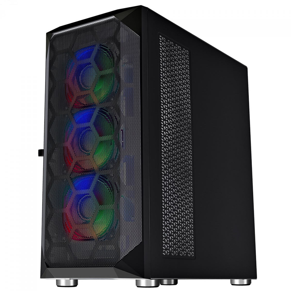 Gabinete Gamer SuperFrame Venon, RGB, Mid Tower, Vidro Temperado, E-ATX, Black, Sem Fonte, Com 3 Fans