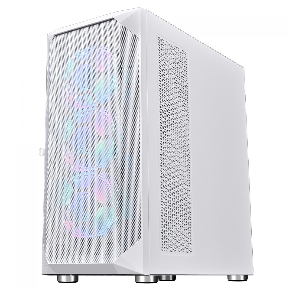 Gabinete Gamer SuperFrame Venon, RGB, Mid Tower, Vidro Temperado, E-ATX, White, Sem Fonte, Com 3 Fans