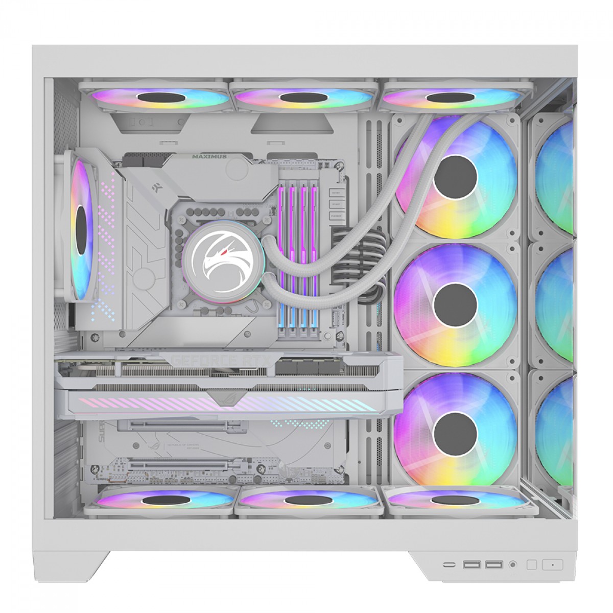 Gabinete Gamer SuperFrame Vhagar, Mid Tower, Vidro Temperado, ATX, Branco, Sem Fan, SF-CS-VGMAWSF