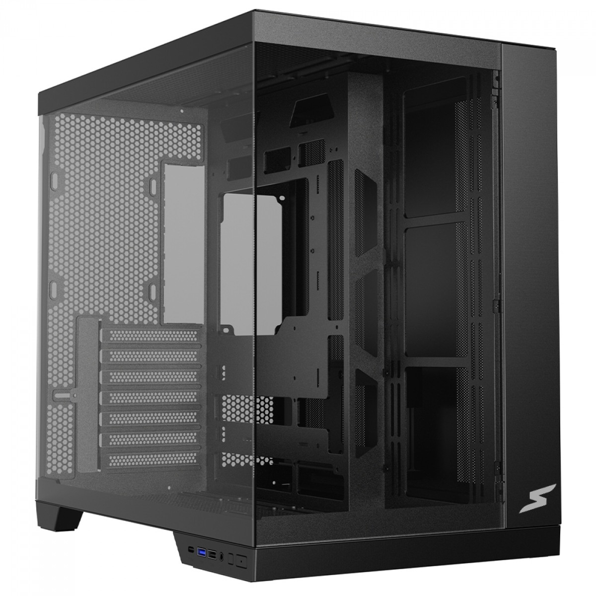 Gabinete Gamer SuperFrame Vhagar, Mid Tower, Vidro Temperado, ATX, Preto, Sem Fan, SF-CS-VGMABSF