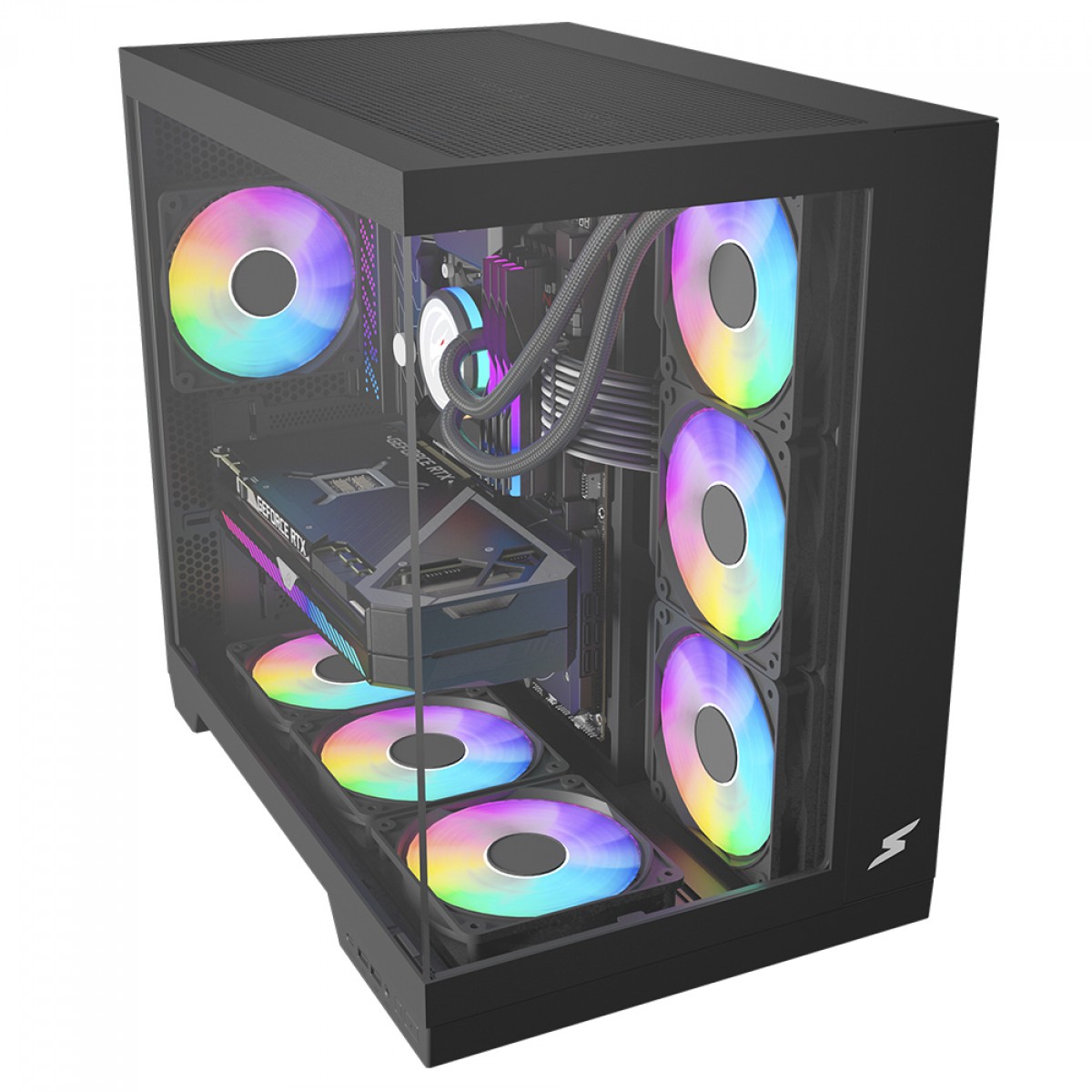 Gabinete Gamer SuperFrame Vhagar, Mid Tower, Vidro Temperado, ATX, Preto, Sem Fan, SF-CS-VGMABSF