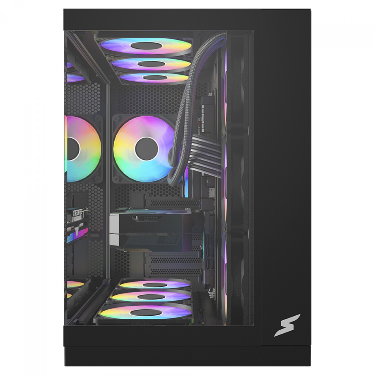 Gabinete Gamer SuperFrame Vhagar, Mid Tower, Vidro Temperado, ATX, Preto, Sem Fan, SF-CS-VGMABSF