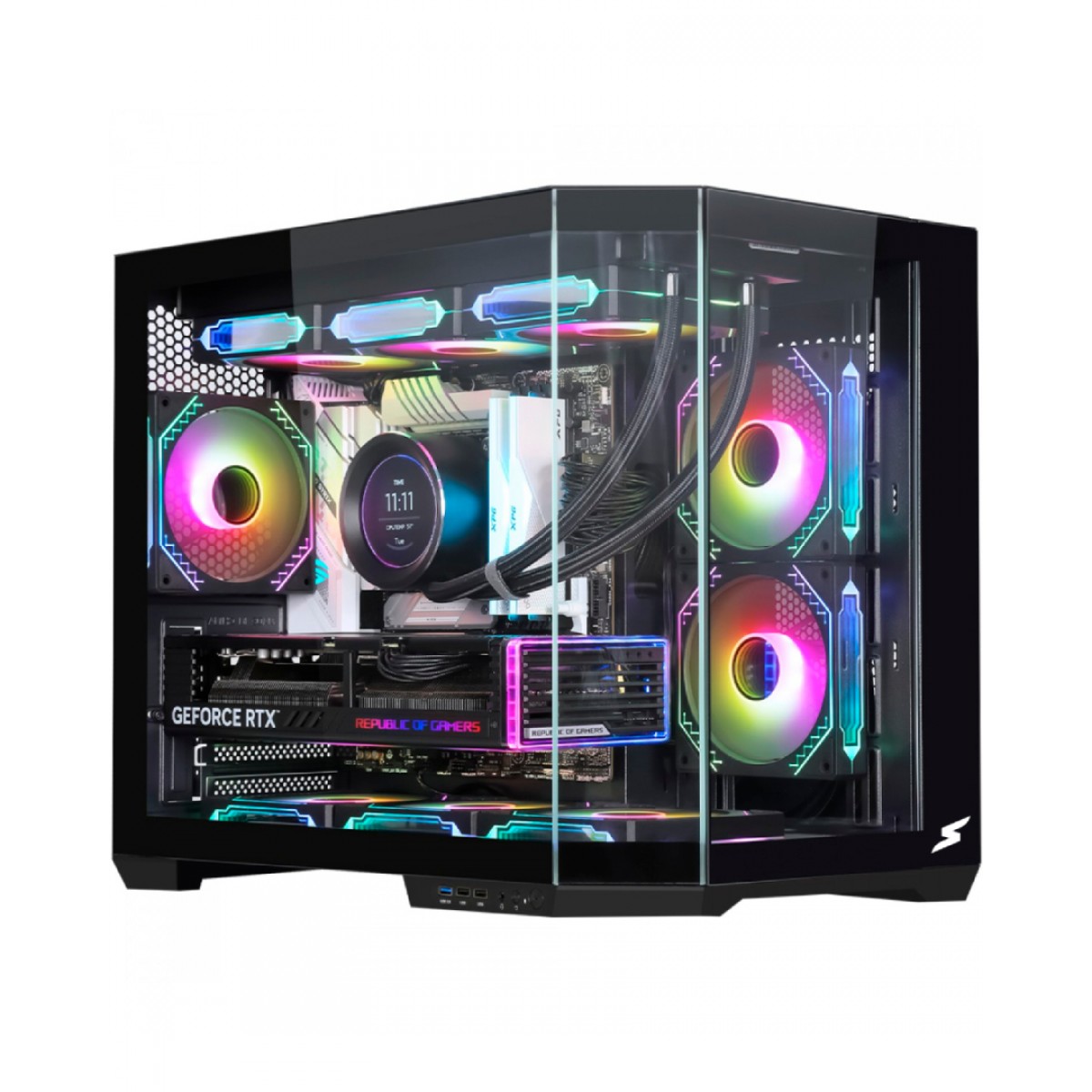 Gabinete Gamer SuperFrame Void, Mid Tower, Vidro Temperado, M-ATX, Black, Sem Fonte, Com 3 Fans, SF-CS-VDMAB3F