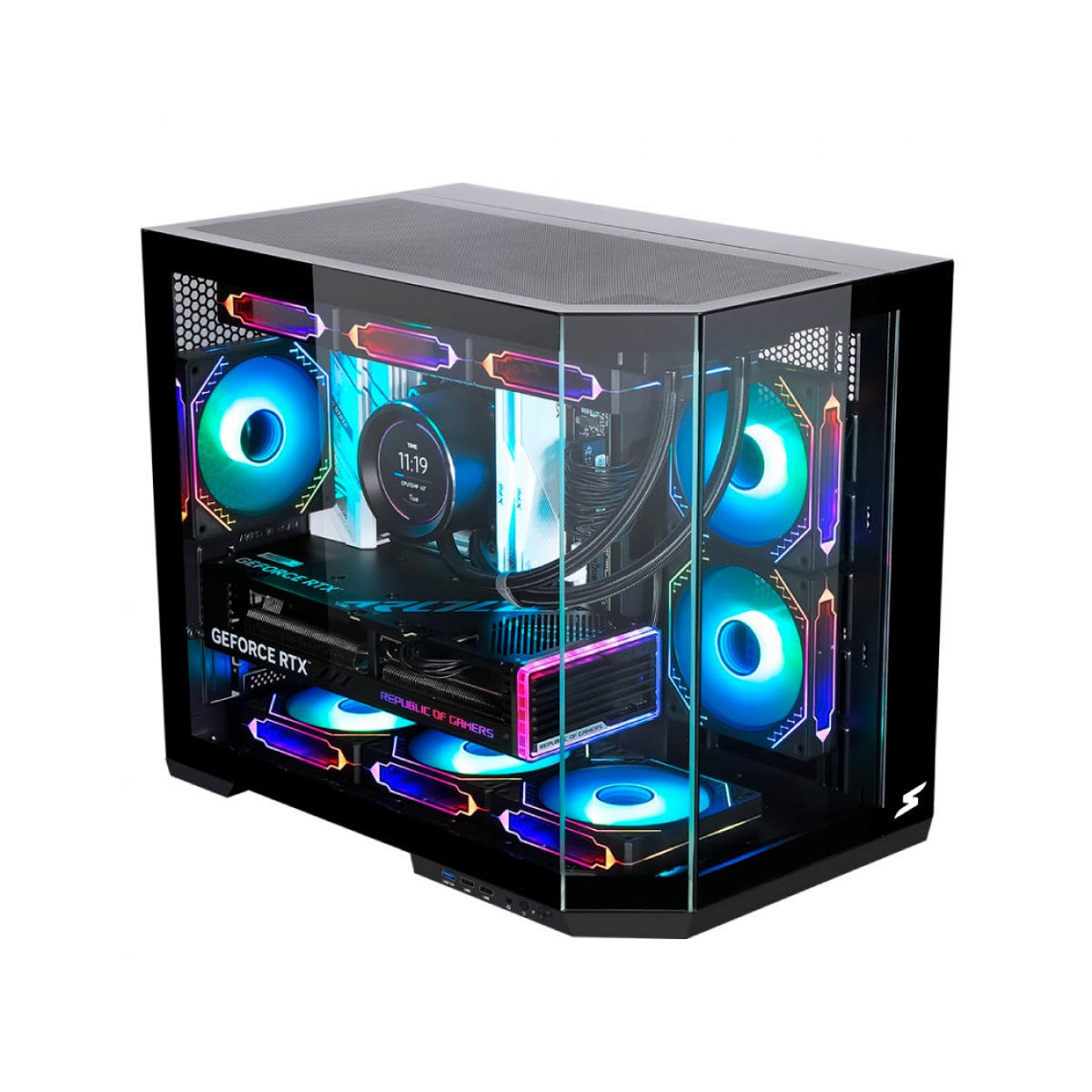 Gabinete Gamer SuperFrame Void, Mid Tower, Vidro Temperado, M-ATX, Black, Sem Fonte, Com 3 Fans, SF-CS-VDMAB3F