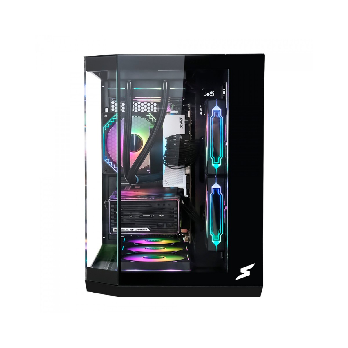 Gabinete Gamer SuperFrame Void, Mid Tower, Vidro Temperado, M-ATX, Black, Sem Fonte, Com 3 Fans, SF-CS-VDMAB3F