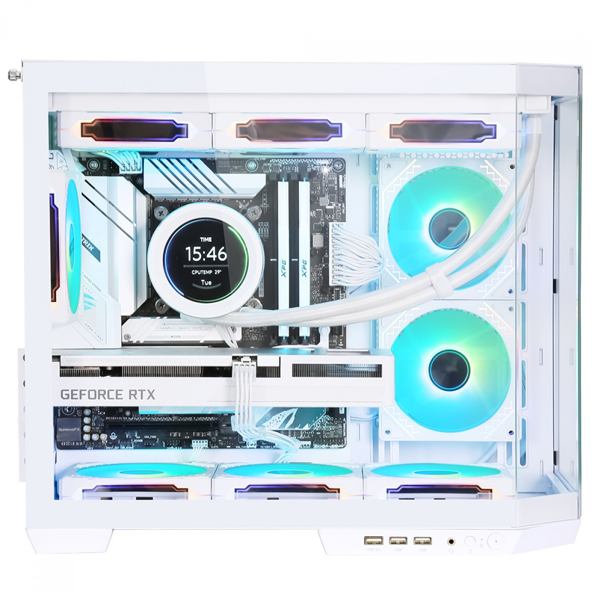 Gabinete Gamer SuperFrame Void, Mid Tower, Vidro Temperado, M-ATX, White, Sem Fonte, Com 3 Fans, SF-CS-VDMAW3F