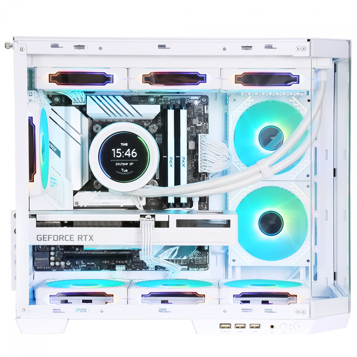 Gabinete Gamer SuperFrame Void, Mid Tower, Vidro Temperado, M-ATX, White, Sem Fonte, Com 3 Fans, SF-CS-VDMAW3F