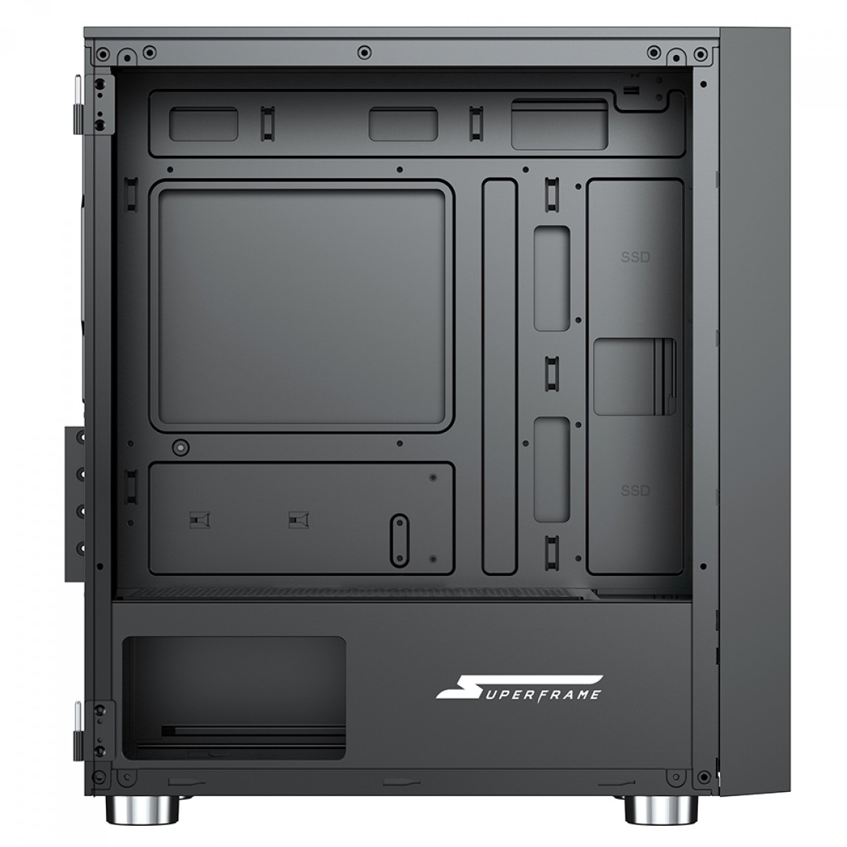 Gabinete Gamer SuperFrame Wind, Mid Tower, Vidro Temperado, M-ATX, Black, Sem Fonte, Com 3 Fans