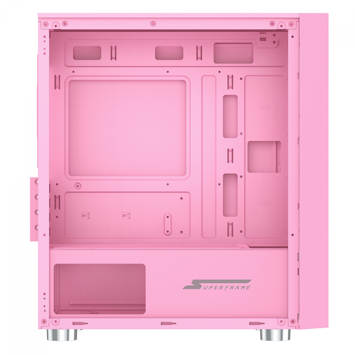 Gabinete Gamer SuperFrame Wind, Mid Tower, Vidro Temperado, M-ATX, Pink, Sem Fonte, Com 3 Fans