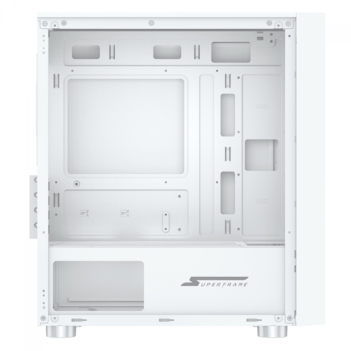 Gabinete Gamer SuperFrame Wind, Mid Tower, Vidro Temperado, M-ATX, White, Sem Fonte, Com 3 Fans