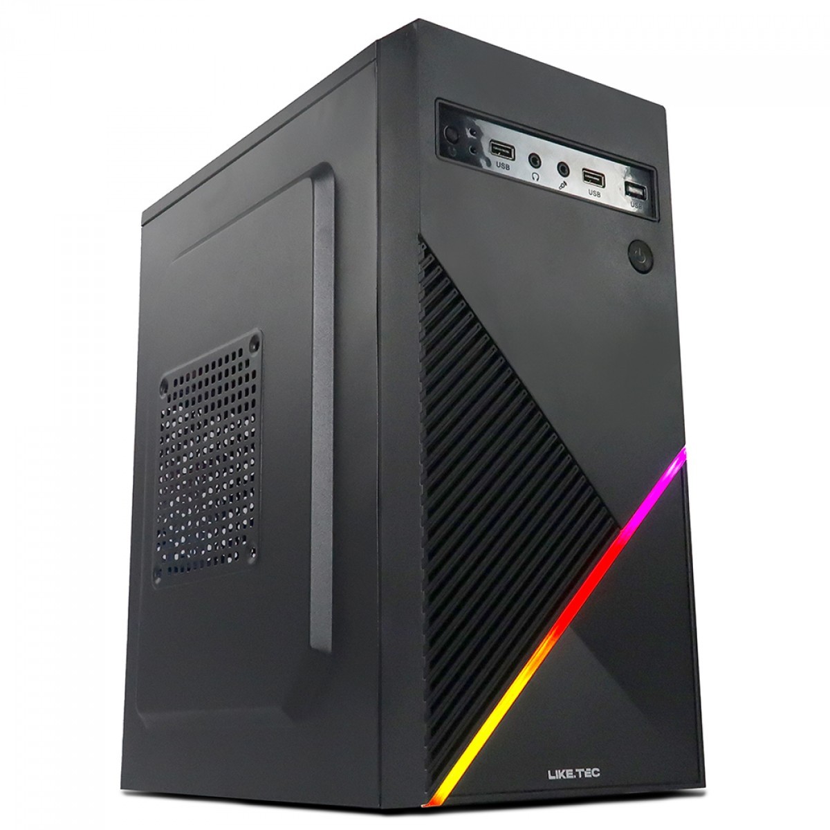 Gabinete Liketec One V2 RGB, Mid Tower, mATX, Black, Sem Fonte, Sem Fan, LC-MT-ONEV2-2057