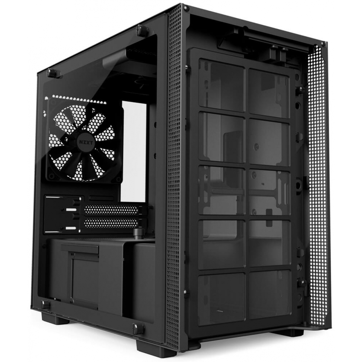 Gabinete Gamer NZXT H200, Mini Tower, Com 2 Fans, Vidro Temperado, Black, Sem Fonte, CA-H200B-B1