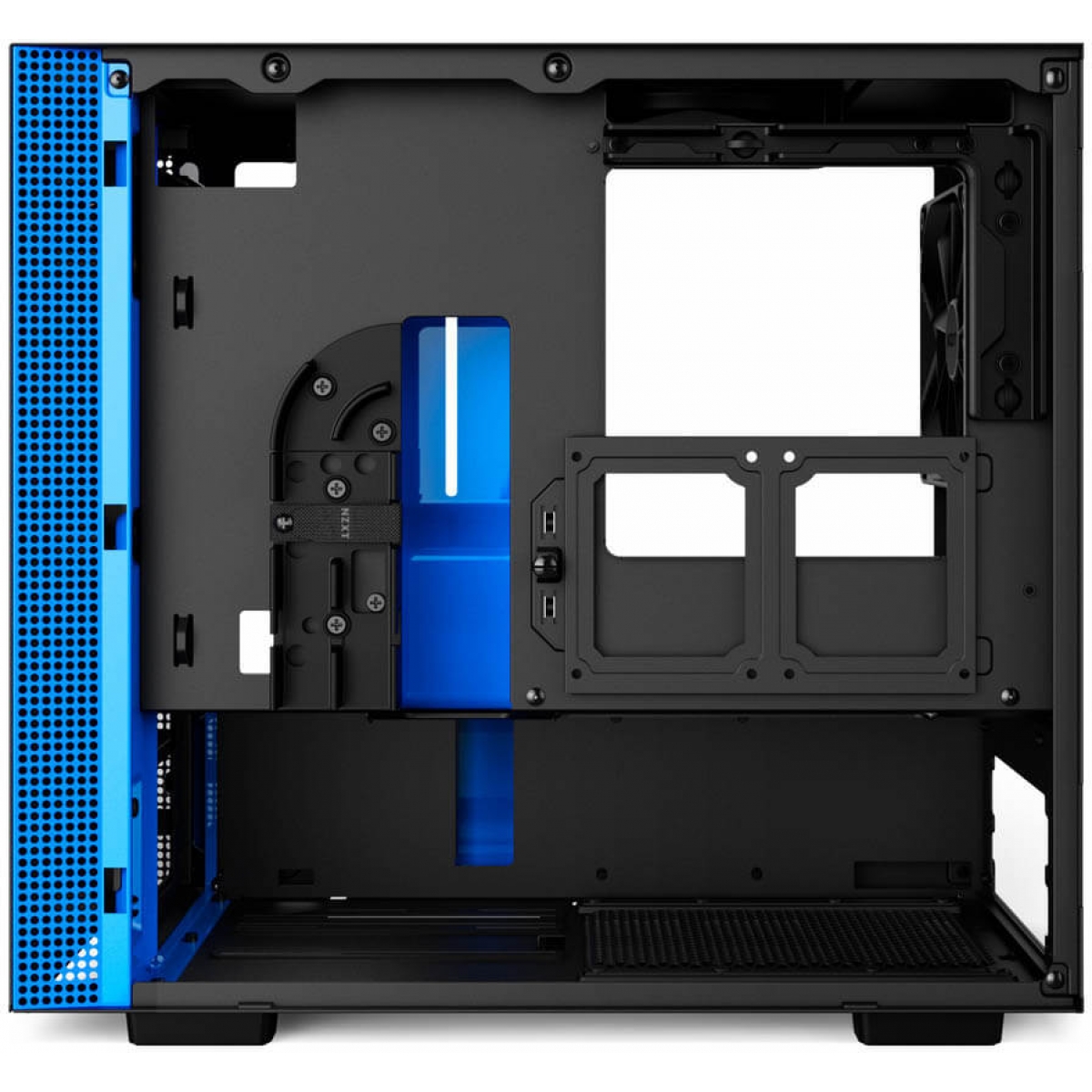 Gabinete Gamer NZXT H200, Mini Tower, Com 2 Fans, Vidro Temperado, Black-Blue, Sem Fonte, CA-H200B-BL