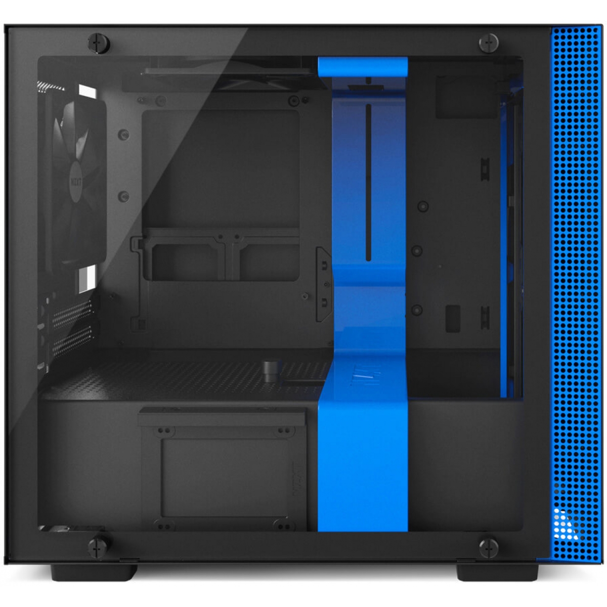 Gabinete Gamer NZXT H200, Mini Tower, Com 2 Fans, Vidro Temperado, Black-Blue, Sem Fonte, CA-H200B-BL