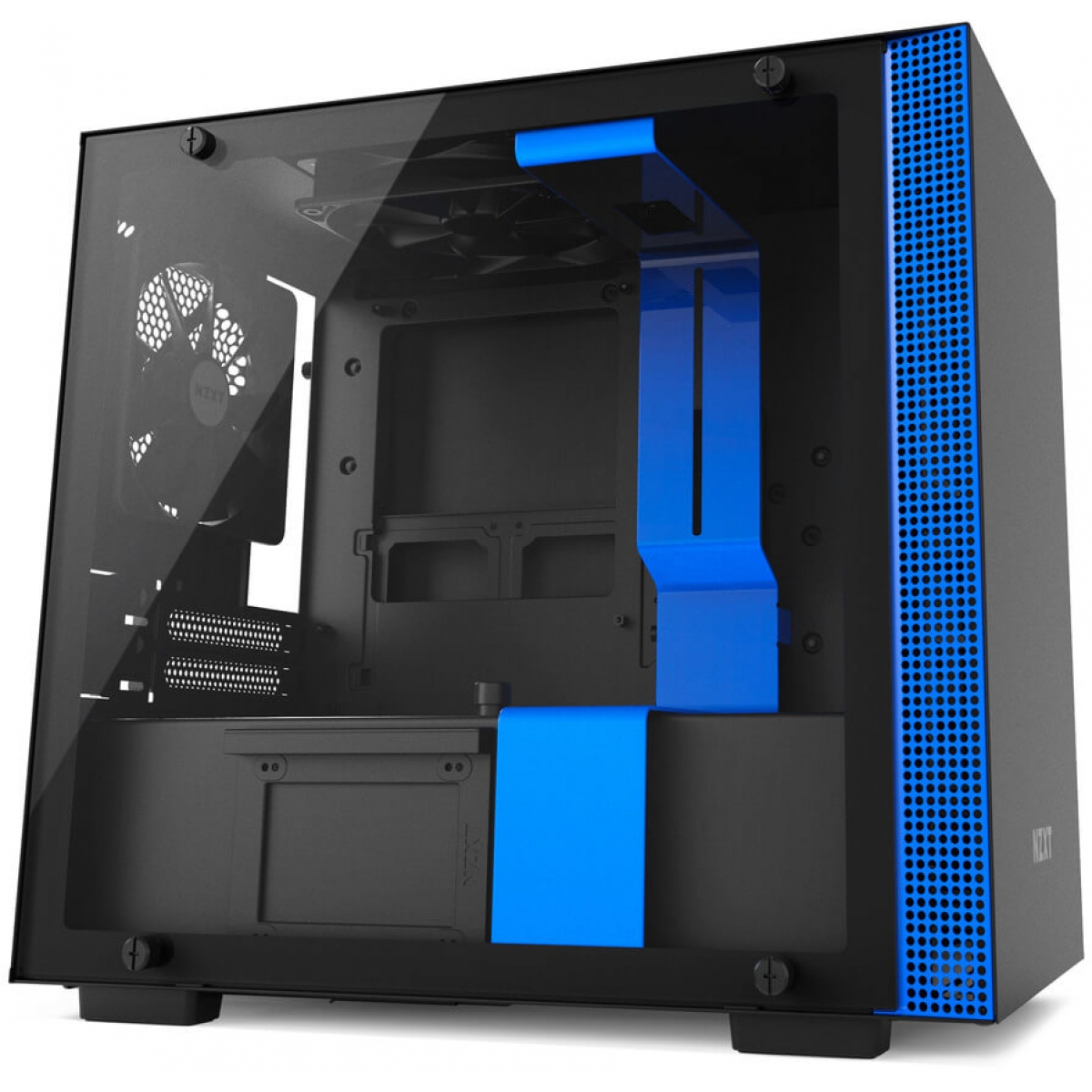 Gabinete Gamer NZXT H200, Mini Tower, Com 2 Fans, Vidro Temperado, Black-Blue, Sem Fonte, CA-H200B-BL