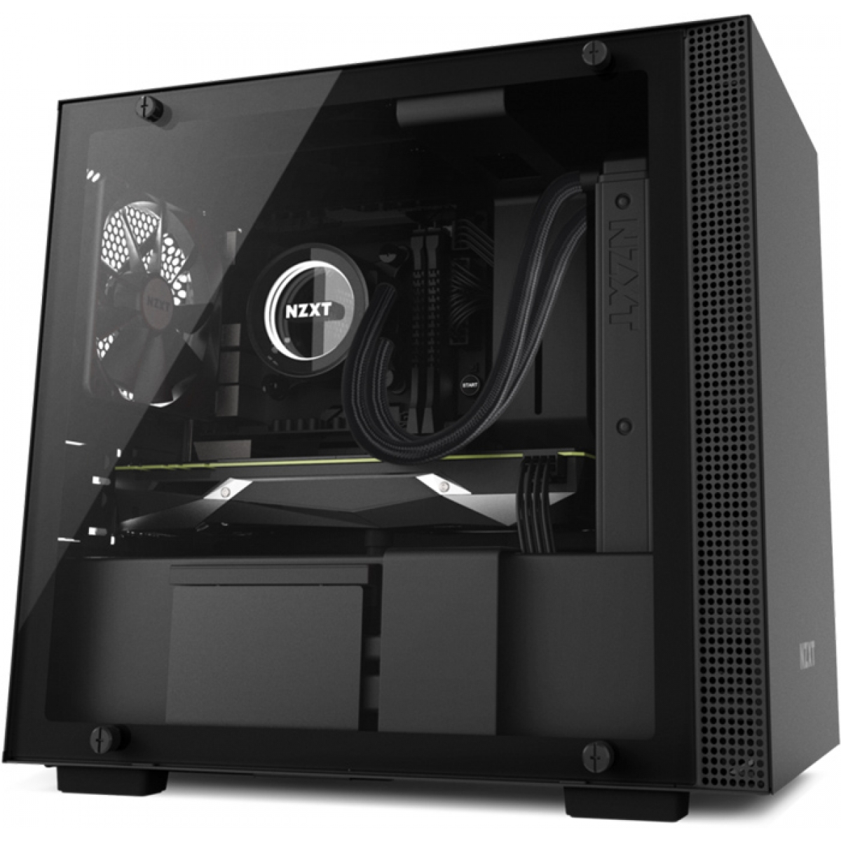Gabinete Gamer NZXT H200i Smart, Com 2 Fans, Vidro Temperado, Black, Sem Fonte, CA-H200W-BB