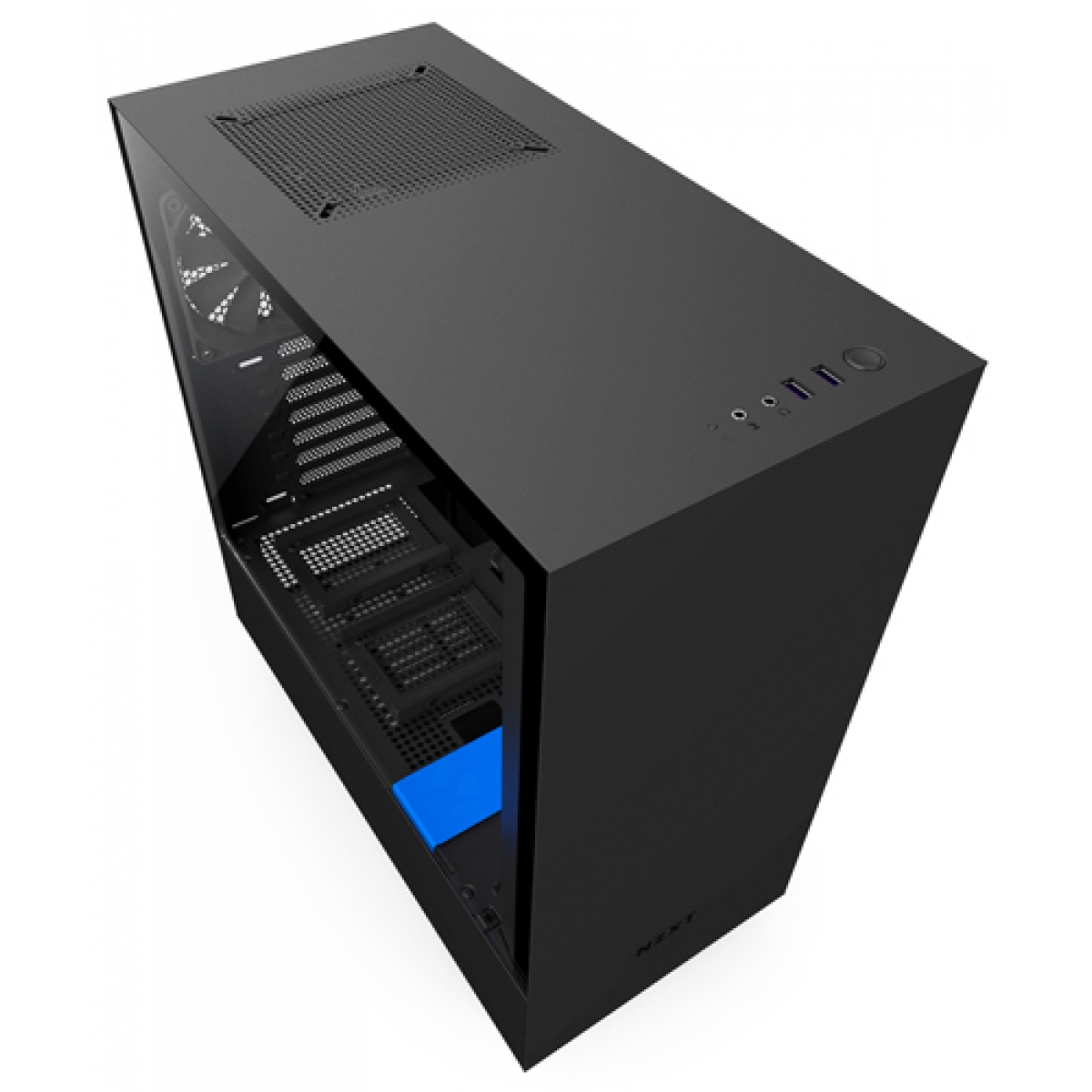 Gabinete Gamer NZXT H500, Mid Tower, Com 2 Fans, Vidro Temperado, Black-Blue, Sem Fonte, CA-H500B-BL