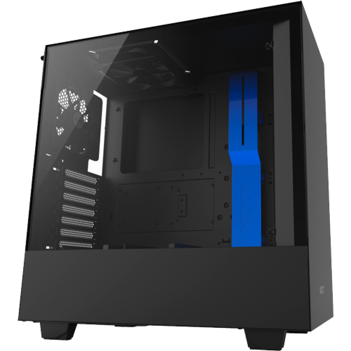 Gabinete Gamer NZXT H500, Mid Tower, Com 2 Fans, Vidro Temperado, Black-Blue, Sem Fonte, CA-H500B-BL