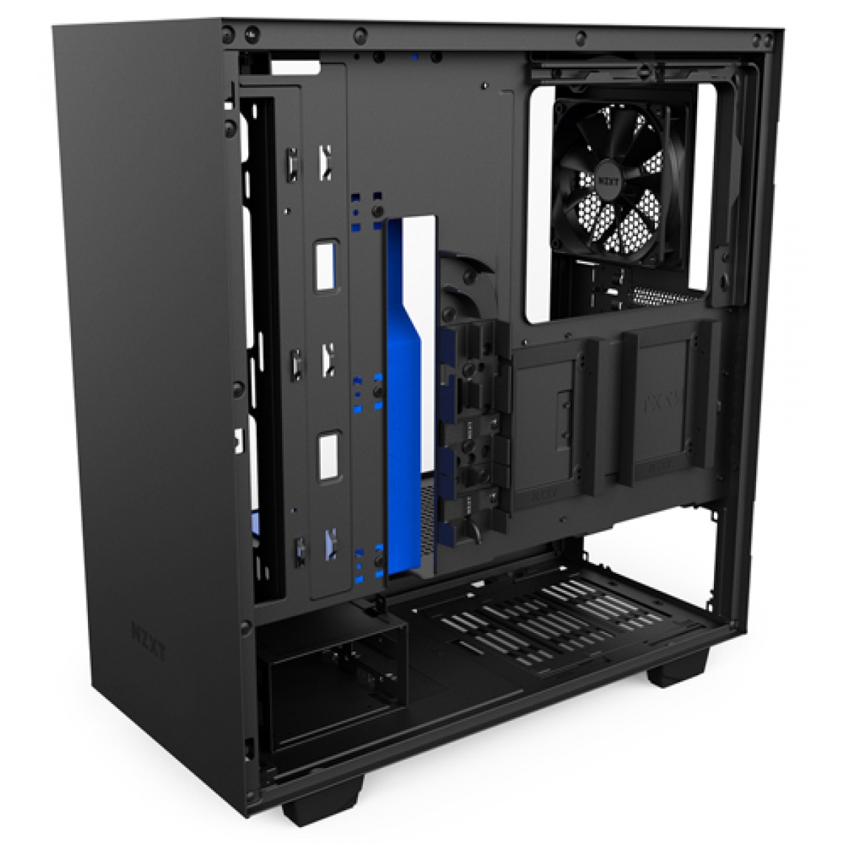 Gabinete Gamer NZXT H500, Mid Tower, Com 2 Fans, Vidro Temperado, Black-Blue, Sem Fonte, CA-H500B-BL