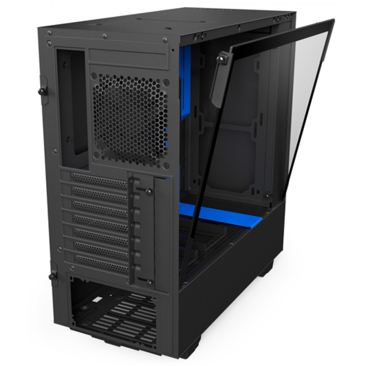 Gabinete Gamer NZXT H500, Mid Tower, Com 2 Fans, Vidro Temperado, Black-Blue, Sem Fonte, CA-H500B-BL