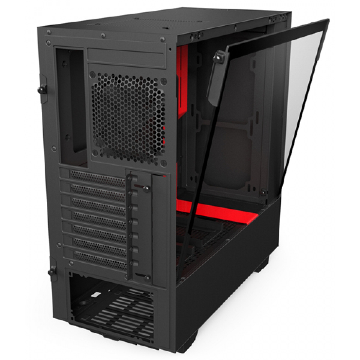 Gabinete Gamer NZXT H500, Mid Tower, Com 2 Fans, Vidro Temperado, Black-Red, Sem Fonte, CA-H500B-BR
