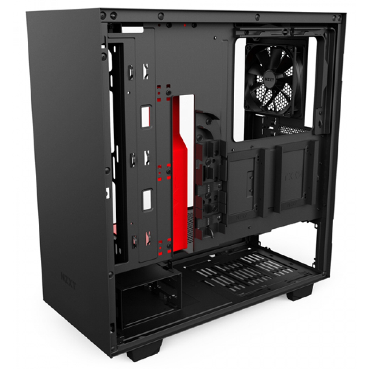 Gabinete Gamer NZXT H500, Mid Tower, Com 2 Fans, Vidro Temperado, Black-Red, Sem Fonte, CA-H500B-BR