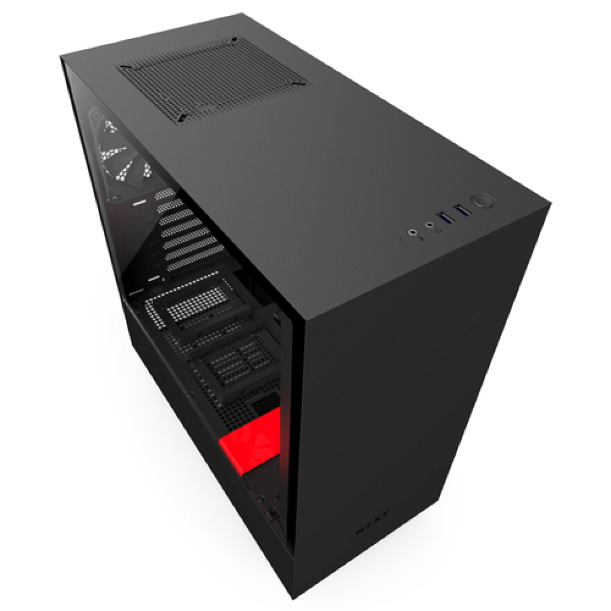 Gabinete Gamer NZXT H500, Mid Tower, Com 2 Fans, Vidro Temperado, Black-Red, Sem Fonte, CA-H500B-BR