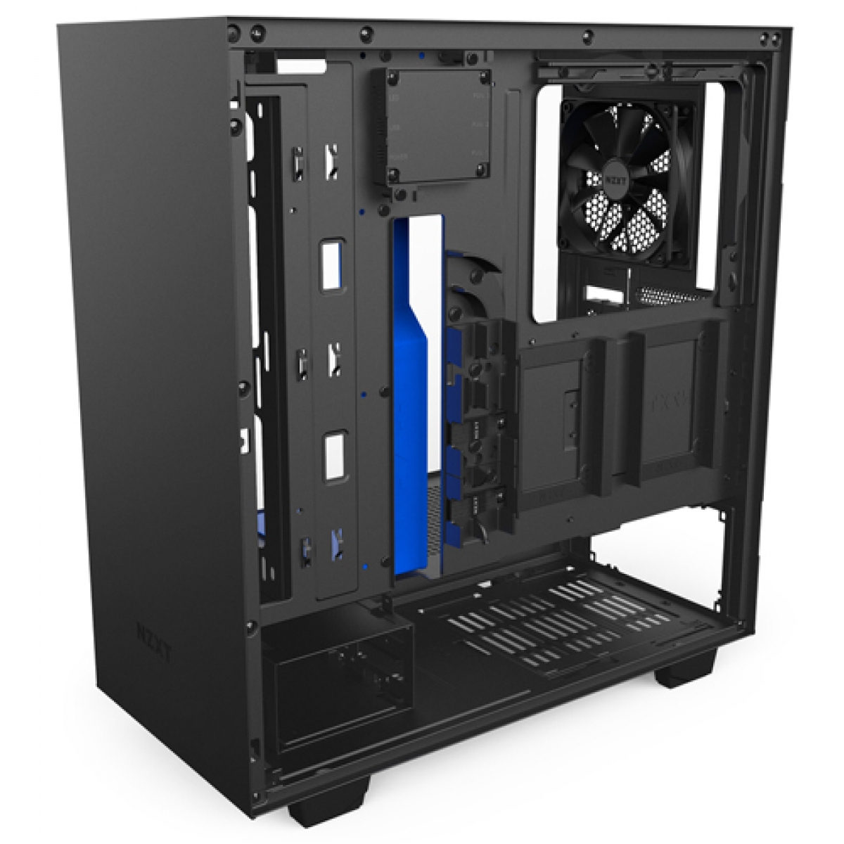 Gabinete Gamer NZXT H500I, Mid Tower, Com 2 Fans, Vidro Temperado, Black-Blue, Sem Fonte, CA-H500W-BL