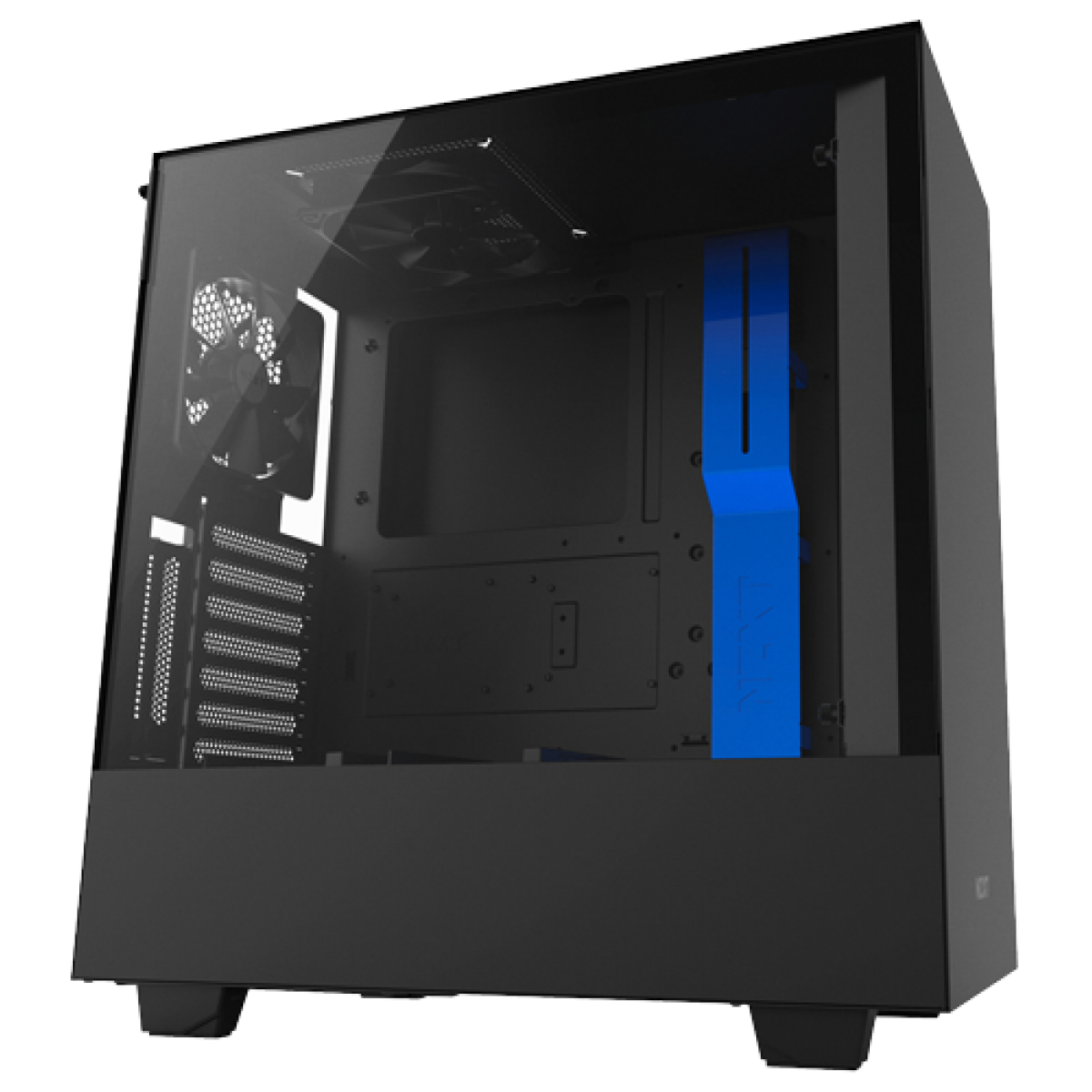 Gabinete Gamer NZXT H500I, Mid Tower, Com 2 Fans, Vidro Temperado, Black-Blue, Sem Fonte, CA-H500W-BL