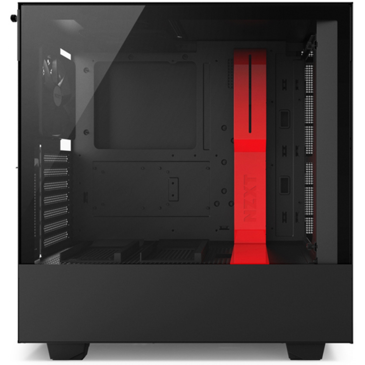 Gabinete Gamer NZXT H500I, Mid Tower, Com 2 Fans, Vidro Temperado, Black-Red, Sem Fonte, CA-H500W-BR