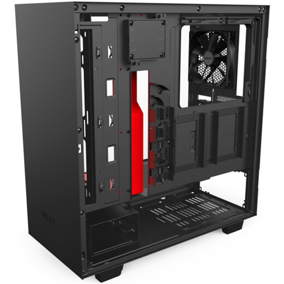Gabinete Gamer NZXT H500I, Mid Tower, Com 2 Fans, Vidro Temperado, Black-Red, Sem Fonte, CA-H500W-BR