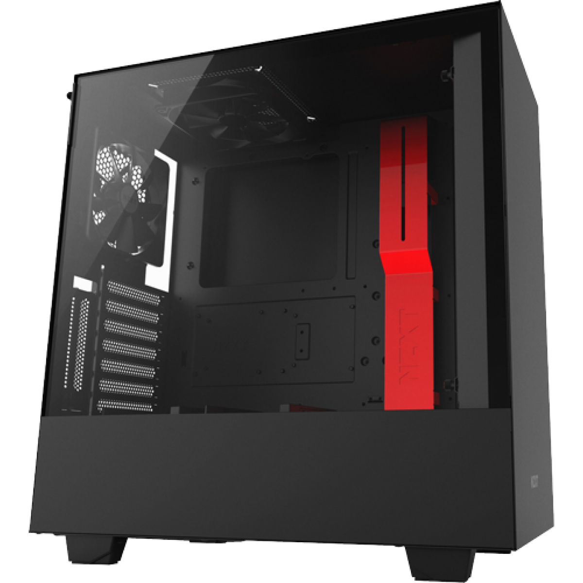 Gabinete Gamer NZXT H500I, Mid Tower, Com 2 Fans, Vidro Temperado, Black-Red, Sem Fonte, CA-H500W-BR
