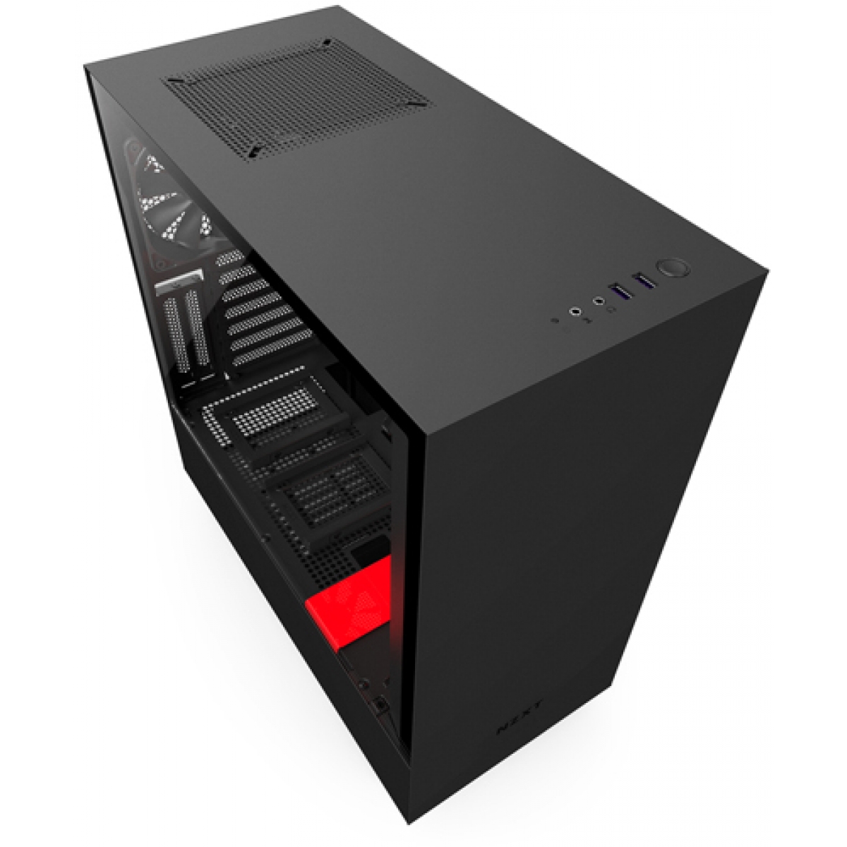 Gabinete Gamer NZXT H500I, Mid Tower, Com 2 Fans, Vidro Temperado, Black-Red, Sem Fonte, CA-H500W-BR
