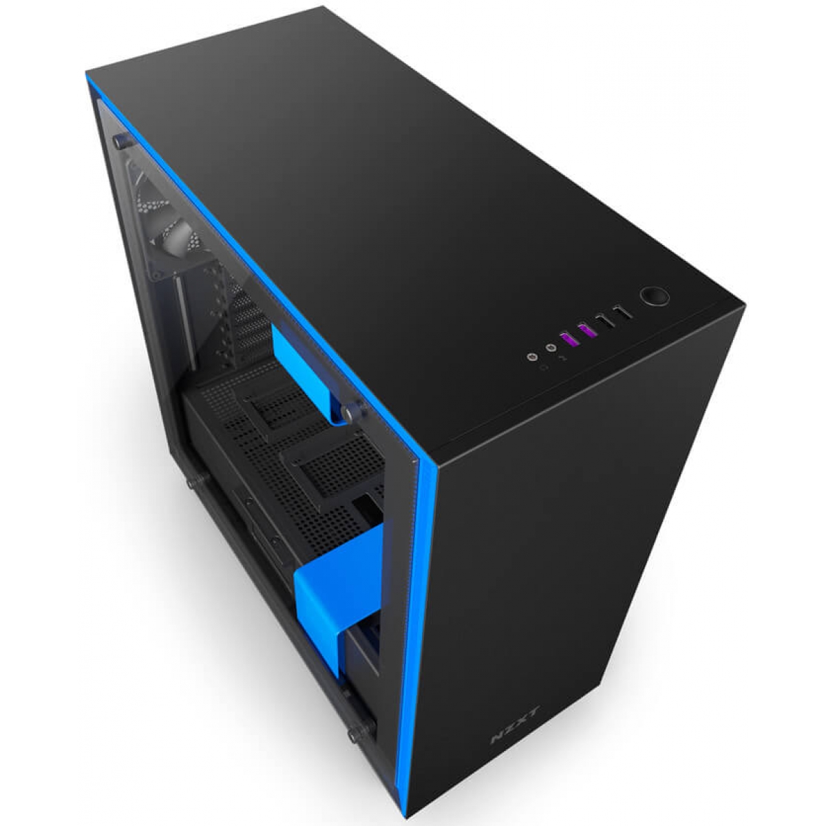 Gabinete Gamer NZXT H700, Mid Tower, Com 4 Fans, Vidro Temperado, Black-Blue, Sem Fonte, CA-H700B-BL
