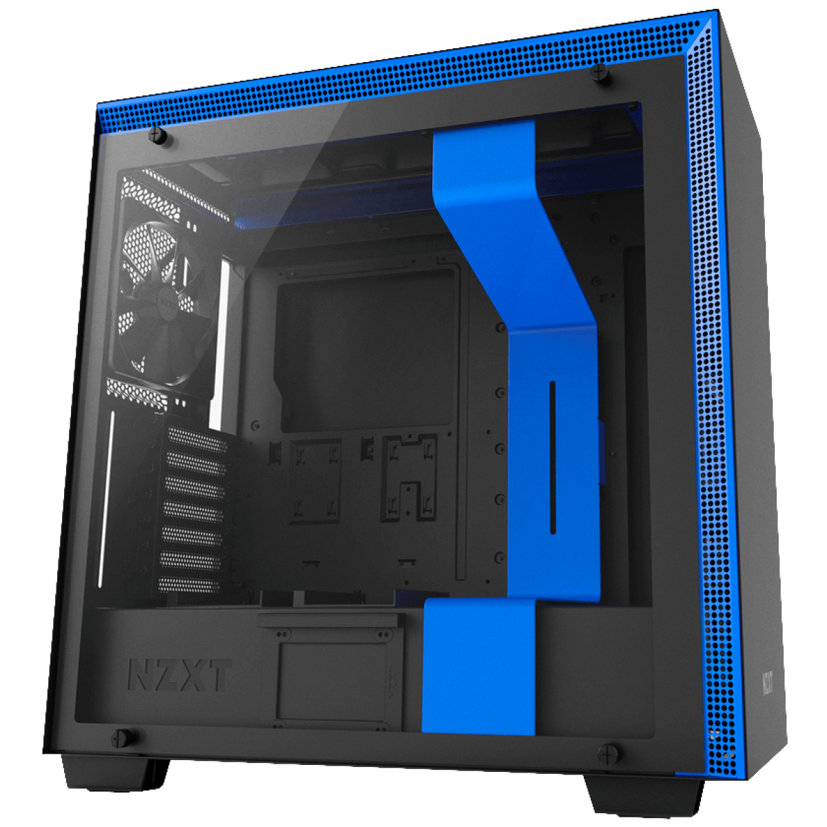 Gabinete Gamer NZXT H700, Mid Tower, Com 4 Fans, Vidro Temperado, Black-Blue, Sem Fonte, CA-H700B-BL