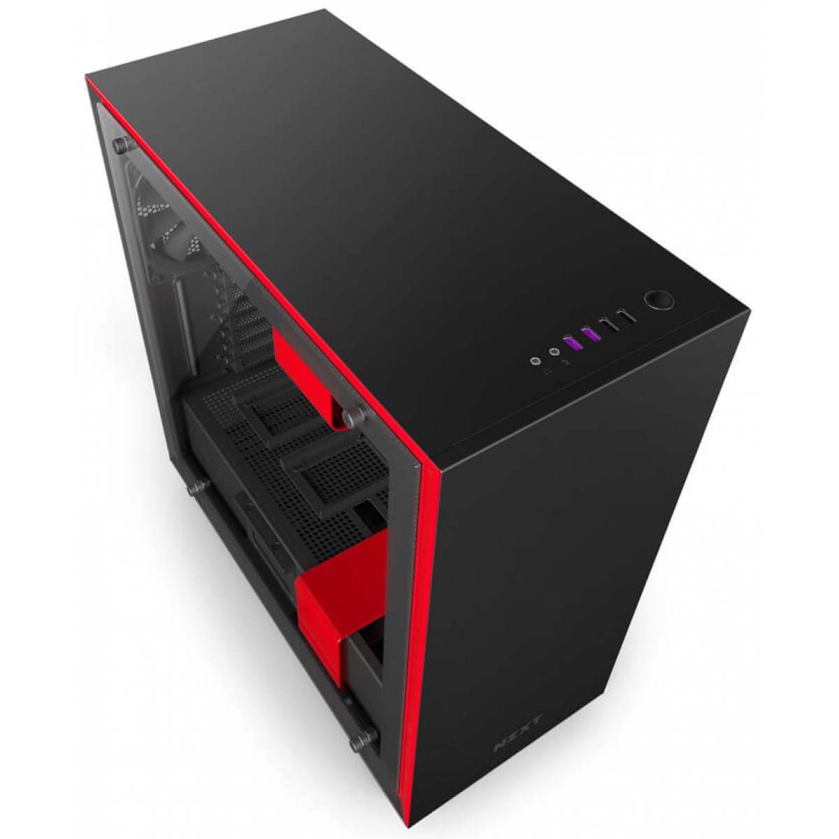 Gabinete Gamer NZXT H700, Mid Tower, Com 4 Fans, Vidro Temperado, Black-Red, Sem Fonte, CA-H700B-BR