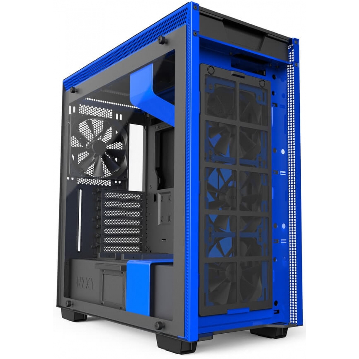 Gabinete Gamer NZXT H700i, Mid Tower, Com 4 Fans, Vidro Temperado, Black-Blue, Sem Fonte, CA-H700W-BL