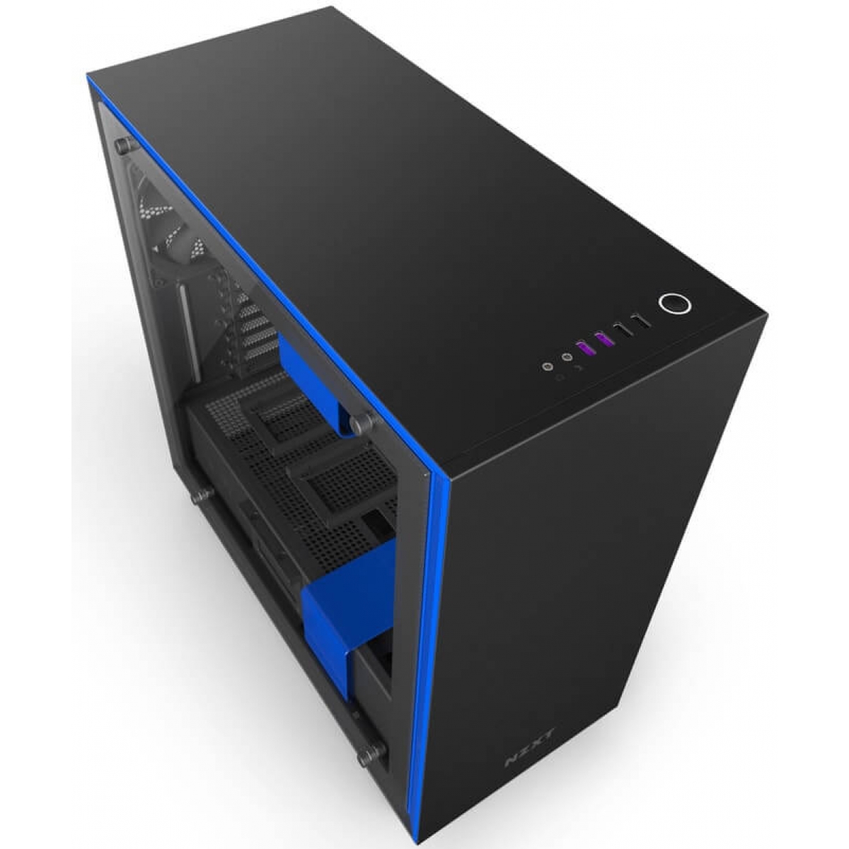 Gabinete Gamer NZXT H700i, Mid Tower, Com 4 Fans, Vidro Temperado, Black-Blue, Sem Fonte, CA-H700W-BL