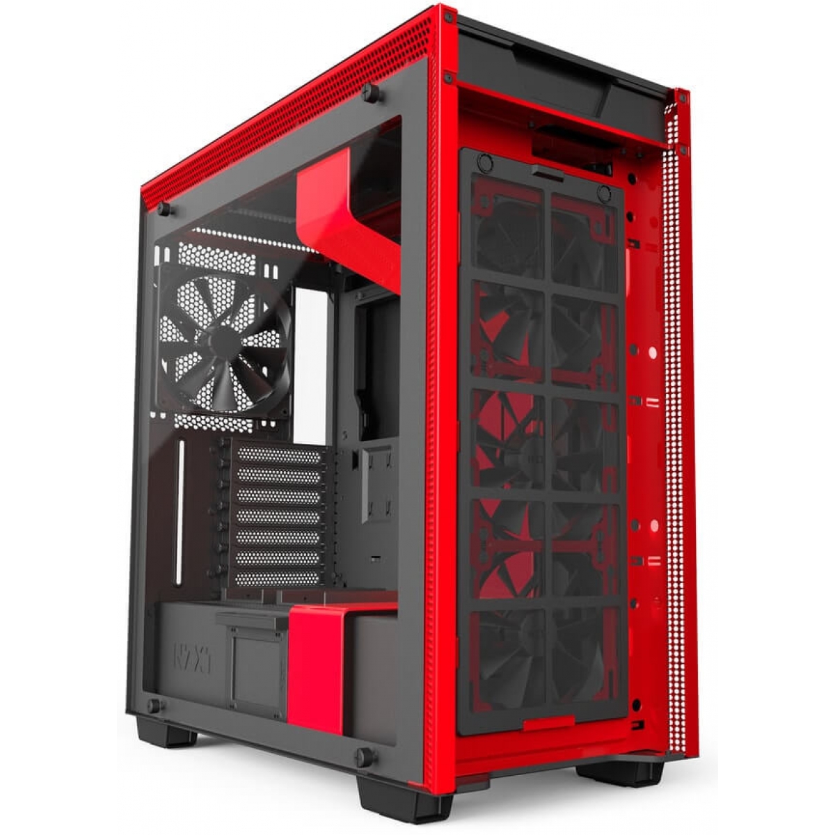 Gabinete Gamer NZXT H700i, Mid Tower, Com 4 Fans, Vidro Temperado, Black-Red, Sem Fonte, CA-H700W-BR