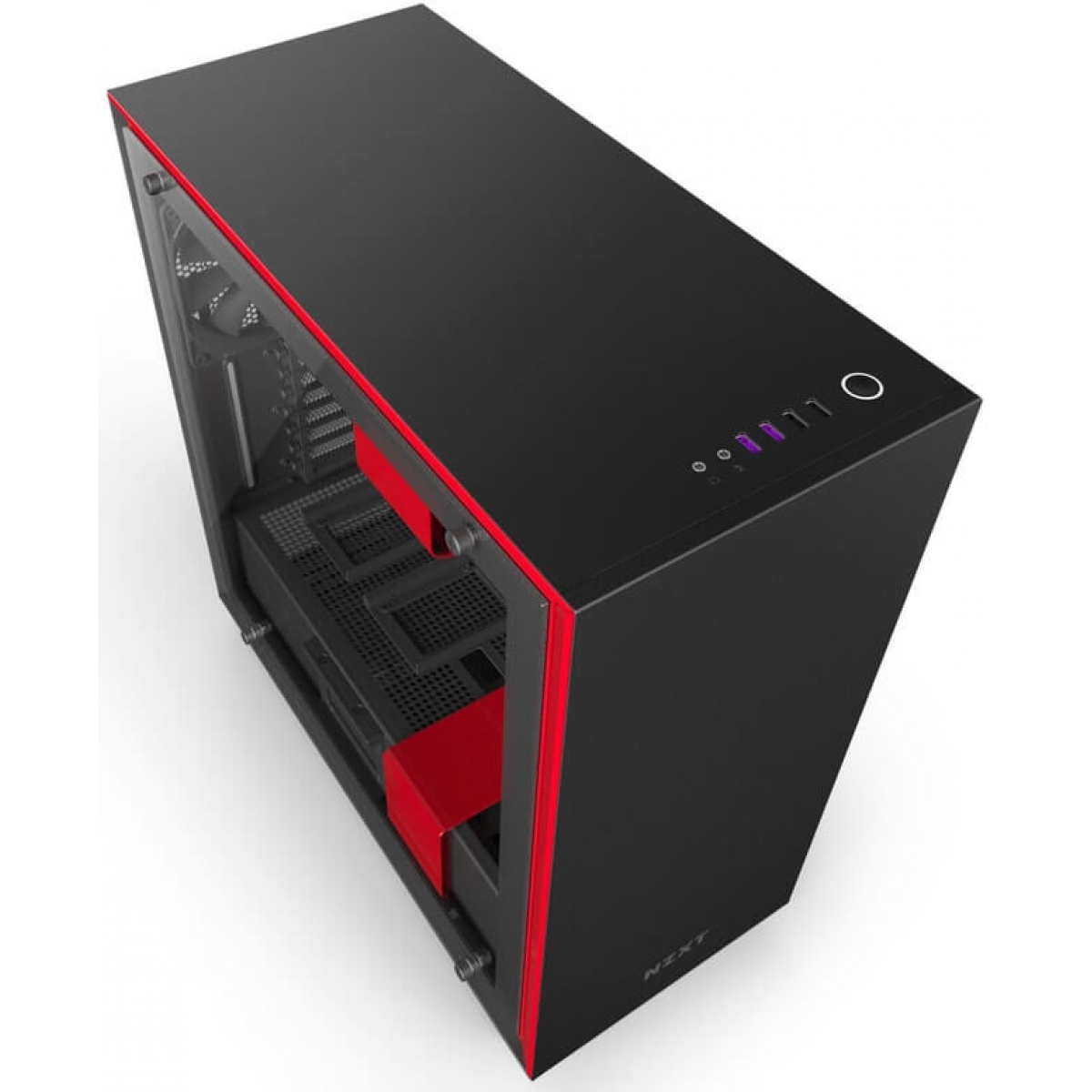 Gabinete Gamer NZXT H700i, Mid Tower, Com 4 Fans, Vidro Temperado, Black-Red, Sem Fonte, CA-H700W-BR