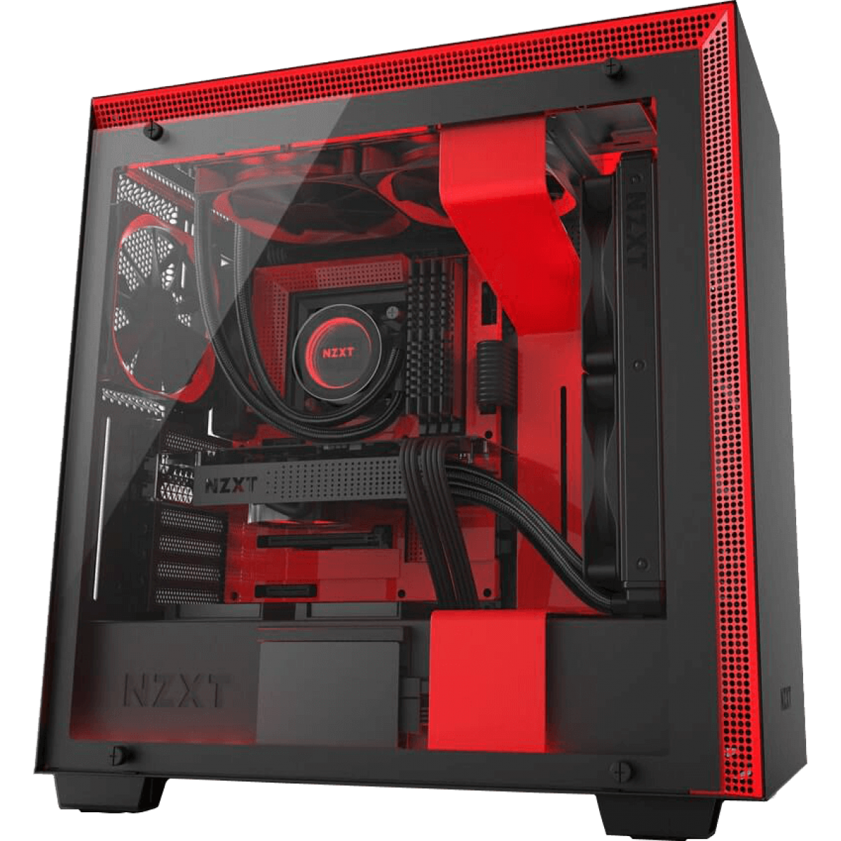 Gabinete Gamer NZXT H700i, Mid Tower, Com 4 Fans, Vidro Temperado, Black-Red, Sem Fonte, CA-H700W-BR