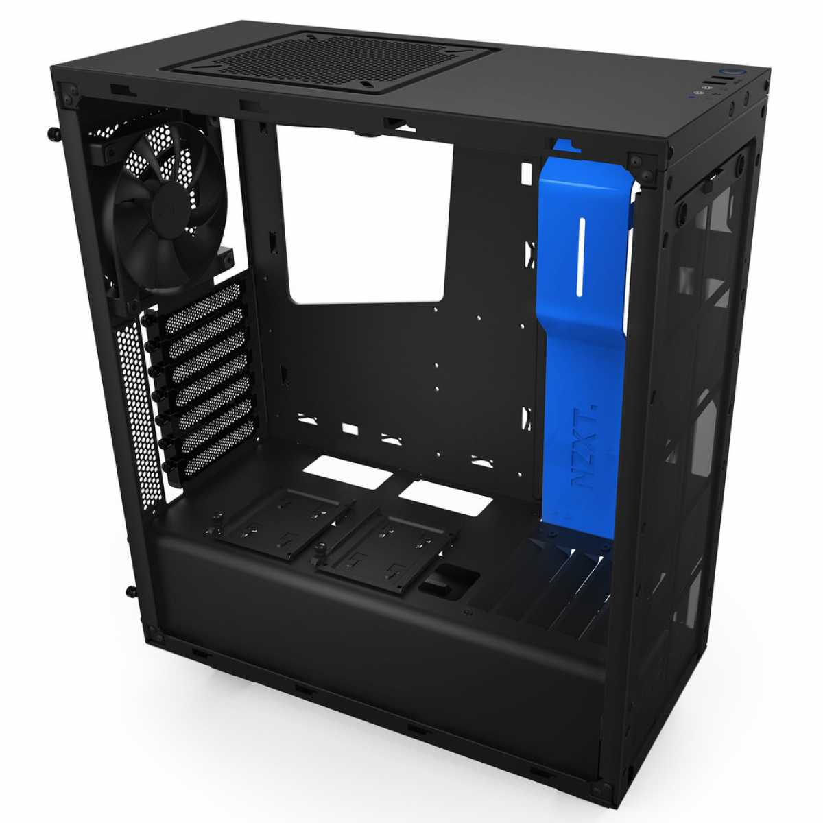Gabinete Gamer NZXT S340, Mid Tower, Com 2 Fans, Vidro Temperado, Black-Blue, Sem Fonte, CA-S340MB-GB
