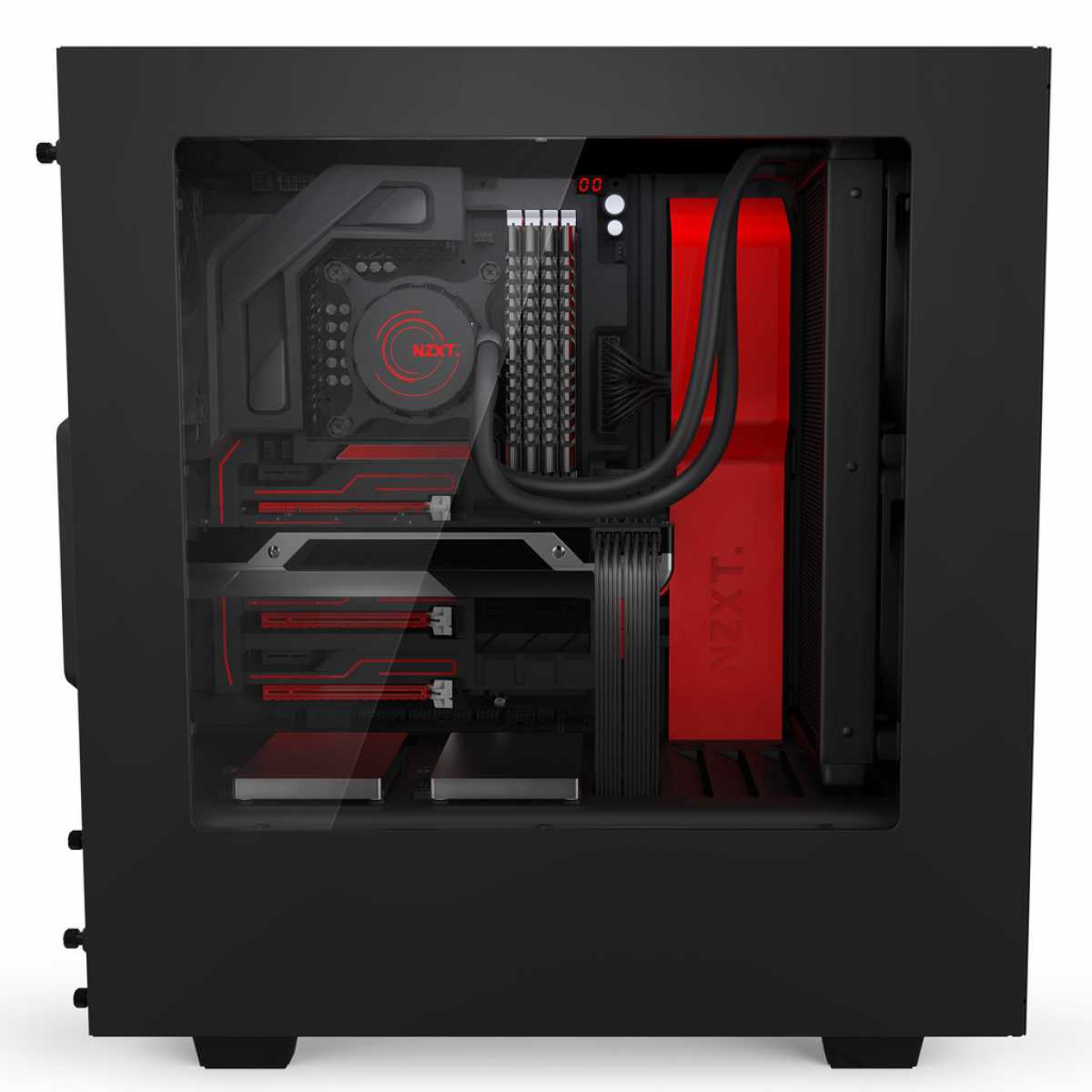 Gabinete Gamer NZXT S340, Mid Tower, Com 2 Fans, Vidro Temperado, Black-Red, Sem Fonte, CA-S340MB-GR