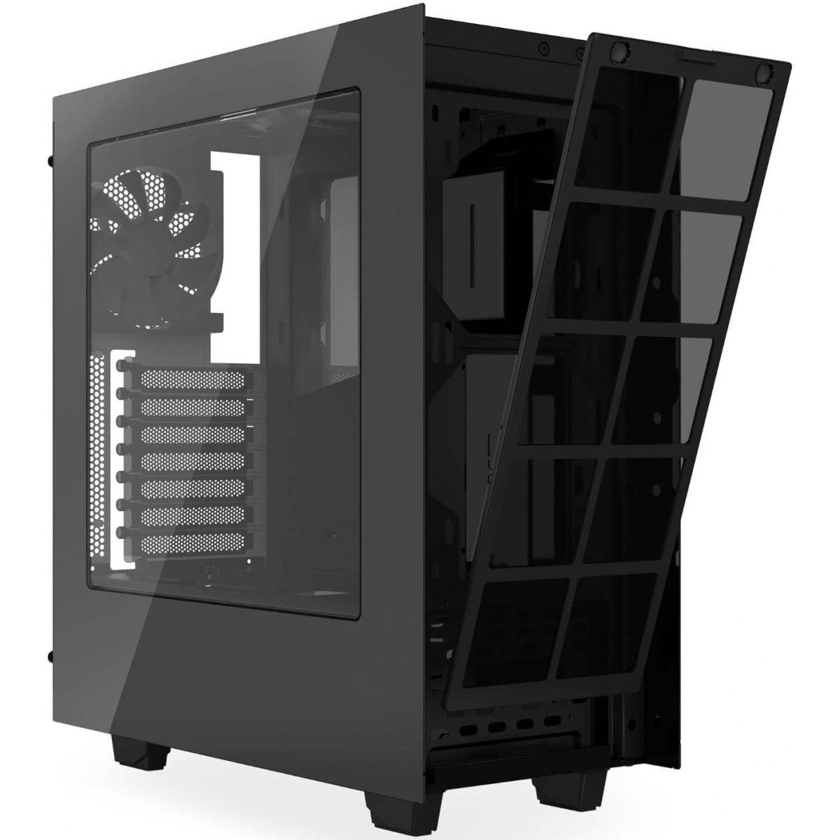 Gabinete Gamer NZXT S340, Mid Tower, Com 2 Fans, Vidro Temperado, Black, Sem Fonte, CA-S340W-B1