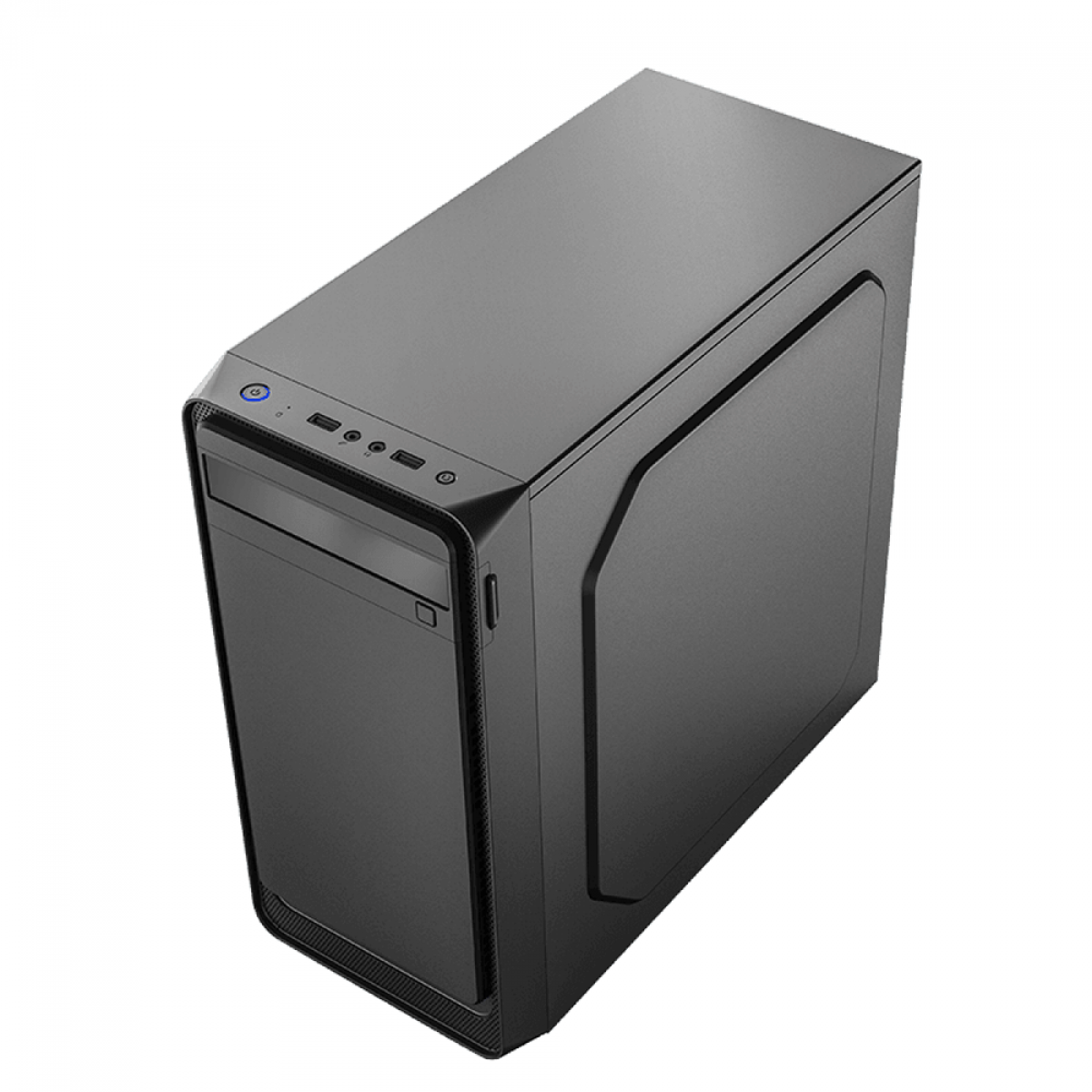Gabinete PowerX 6503BK, Mini Tower, Black, Com Fita Led Blue, mATX, Com Fonte, Com Fan