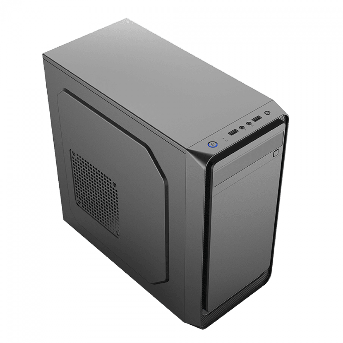 Gabinete PowerX 6503BK, Mini Tower, Black, Com Fita Led Blue, mATX, Com Fonte, Com Fan